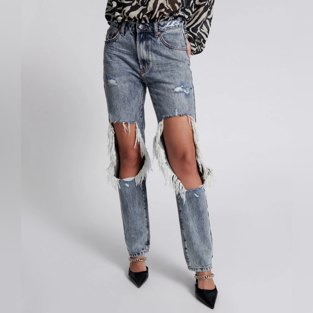 BLUE BLOSSOM SUPER MESSED UP HIGH WAIST AWESOME BAGGIES JEANS